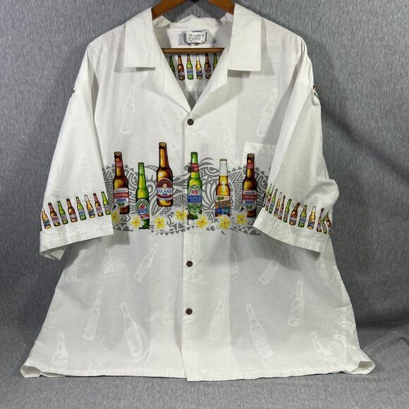 Pacific Legend Other - Pacific Legend Shirt Beer Bottles Tropical Hawaiian Hawaii Made Button Up-XXXL